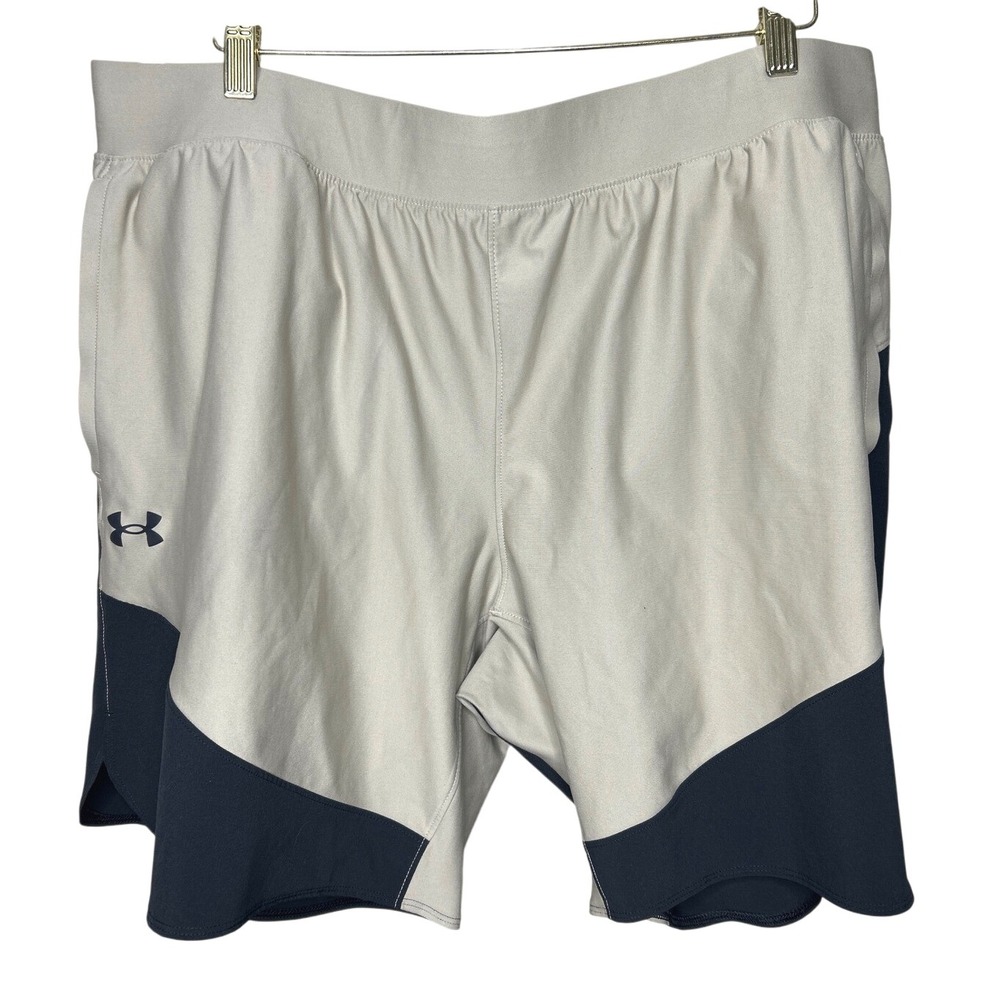Under Armour Unisex 2XL Training Athletic Running Shorts Two Tone Beige Black